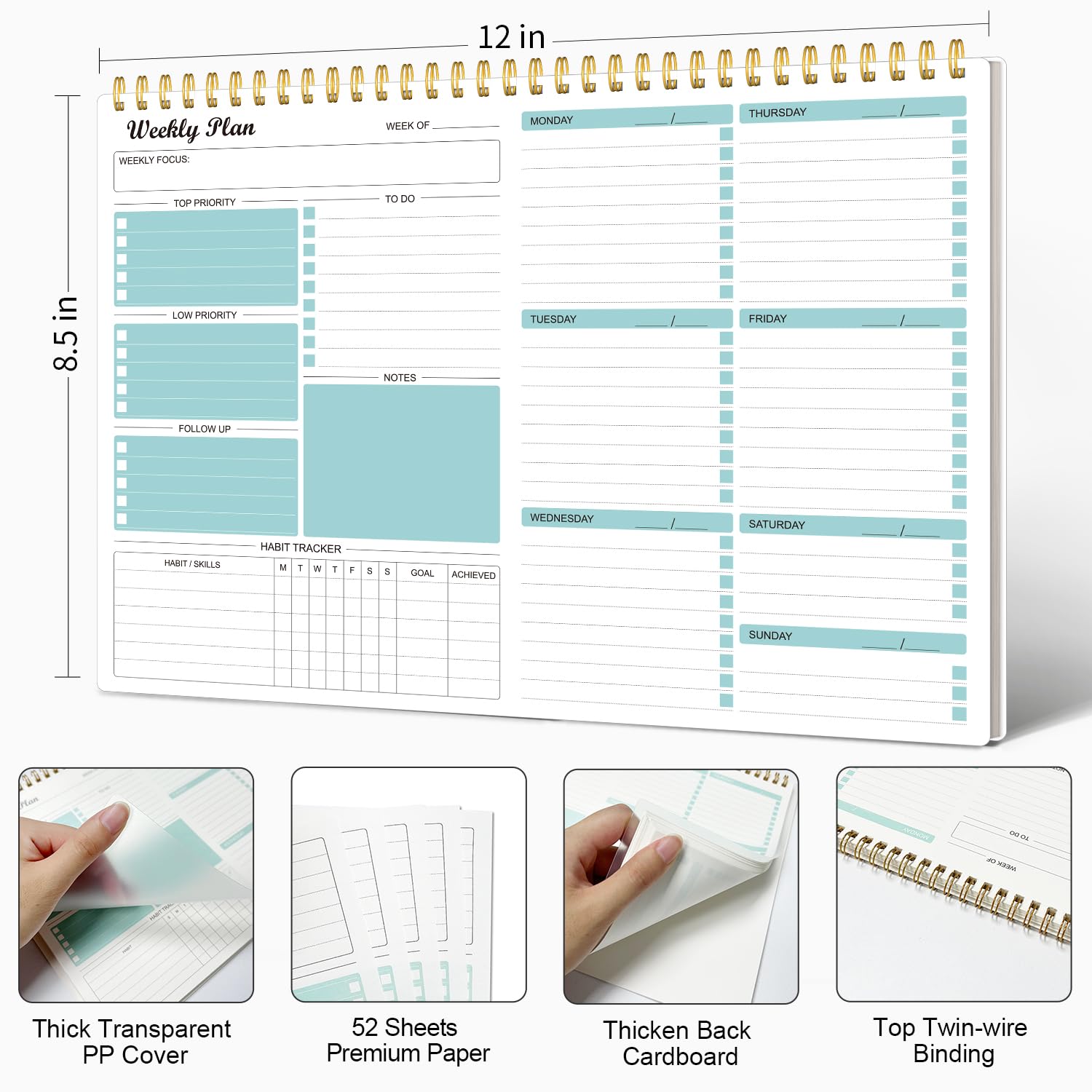 Weekly Planner Notepad Undated Weekly Goals Schedule Planner To Do List Notebook Planning Pad Calendars Organizers Habit Tracker