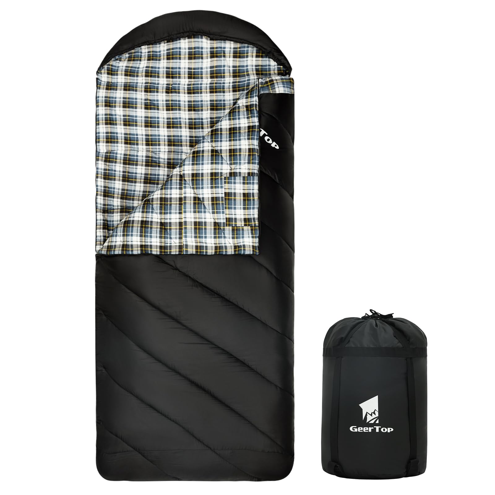 Geertop Flannel Sleeping Bag For Adults Xxl, Large Wide Camping Sleeping Bag 4 Season, 0 Degree Sleeping Bag For Winter Cold Wea