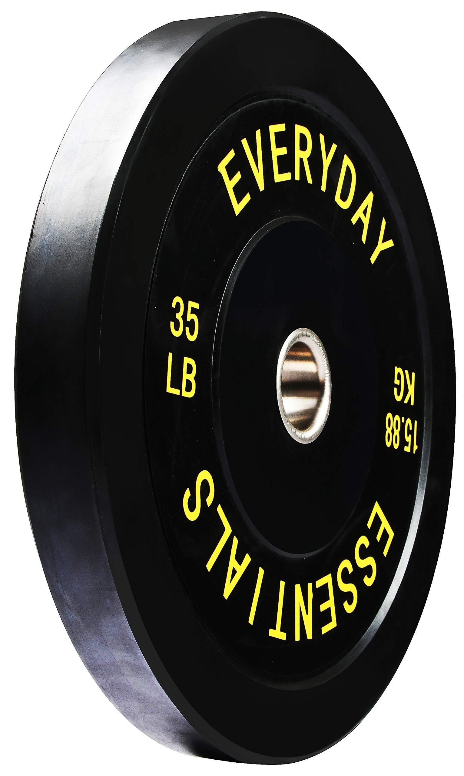 Signature Fitness 2'' Olympic Bumper Plate Weight Plates With Steel Hub, 35Lb, Single, Black