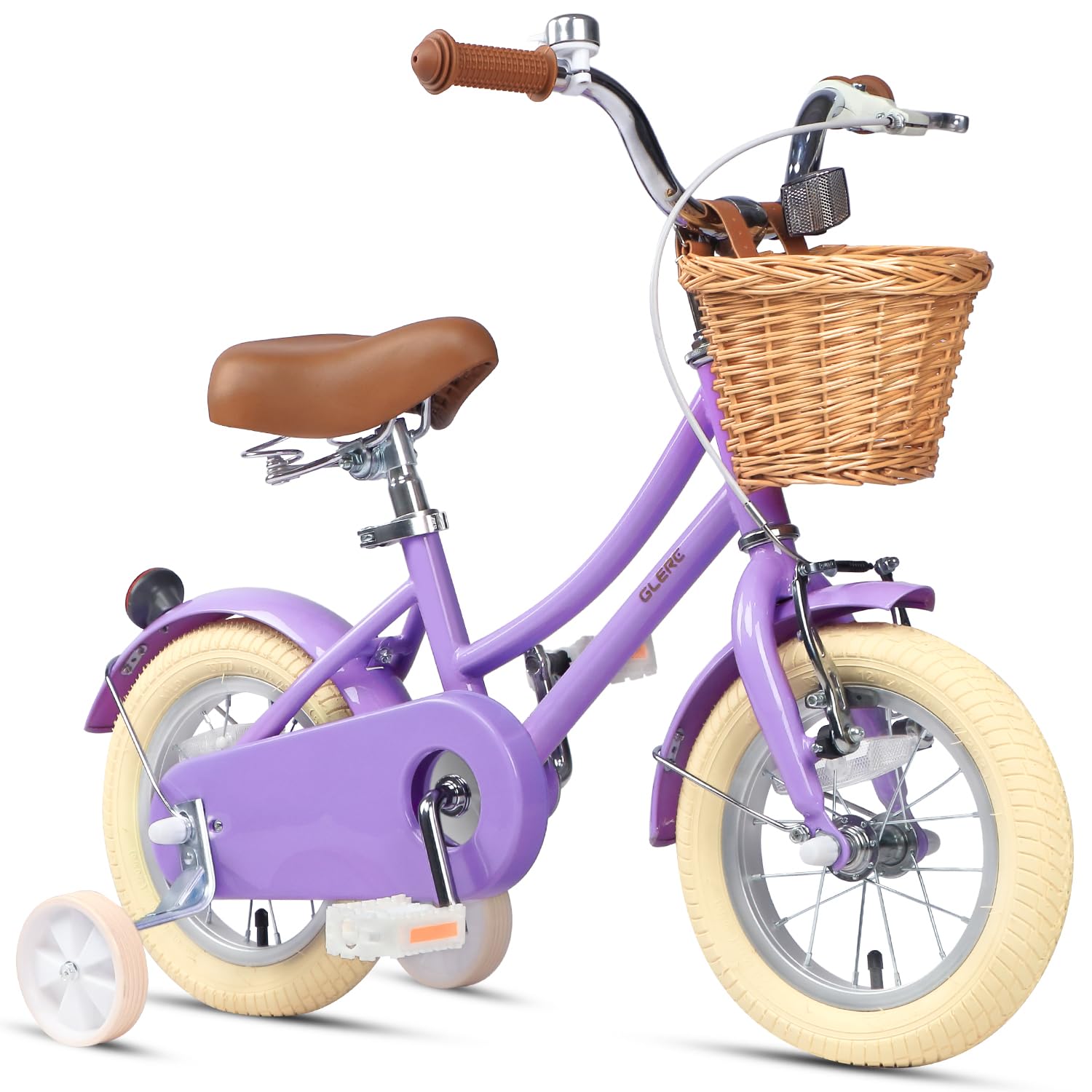 Glerc Little Molly 12 Inch Kids Bike, Retro Cruiser Girls Bicycle for Children Ages 2-4 Years Old, Toddler Bike with Wicker Bask