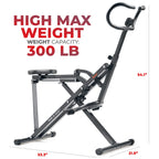 Sunny Health & Fitness Row-N-Ride Plus, Heavy Duty Assisted Squat Machine With 300 Lb Max Weight Capacity, Adjustable Resistance