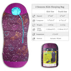 Acecamp Glow In The Dark Mummy Sleeping Bag For Kids And Youth, Temperature Rating 30F/-1C, Water-Resistant For Camping, Hiking,