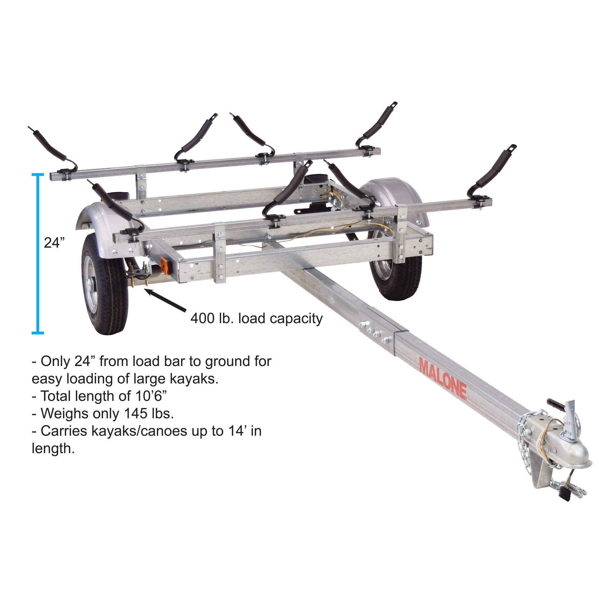 Malone Ecolight 2-Boat V-Rack Kayak Trailer Package