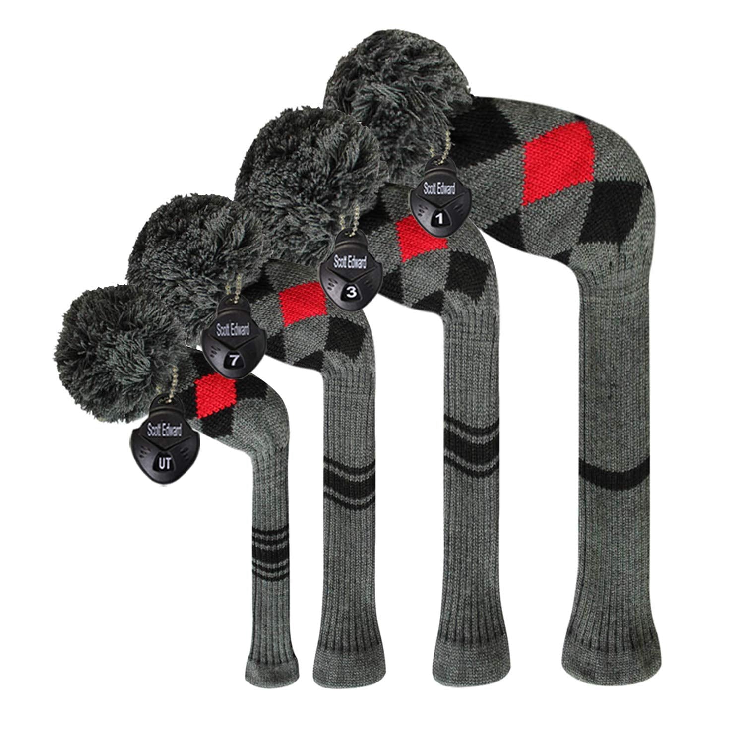 Scott Edward Knit Wood Golf Covers 4 Pieces Handmade Knitted Item Fit Over Well Driver Wood(460Cc) Fairway Wood2 And Hybrid(Ut) 