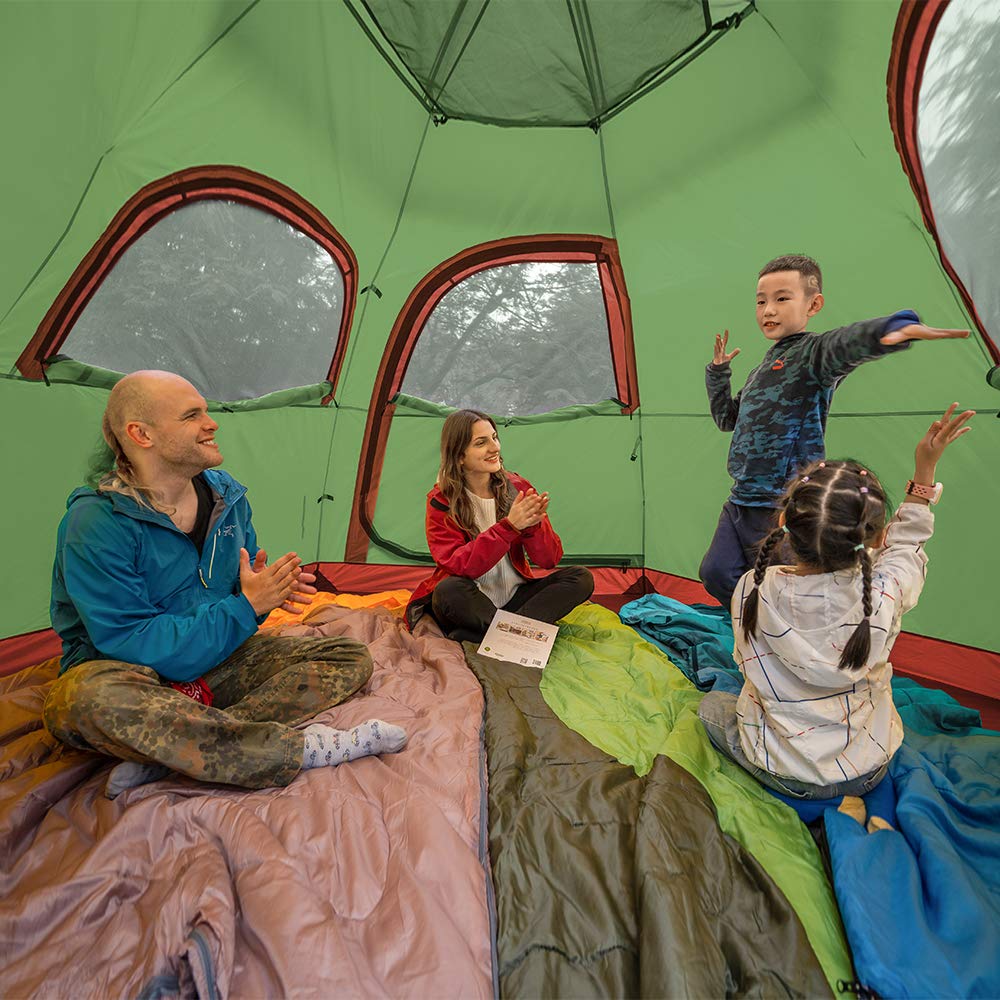 Kazoo Outdoor Camping Tent 2/4 Person Waterproof Camping Tents Easy Setup Two/Four Man Tent Sun Shade 2/3/4 People (4Pgreen)