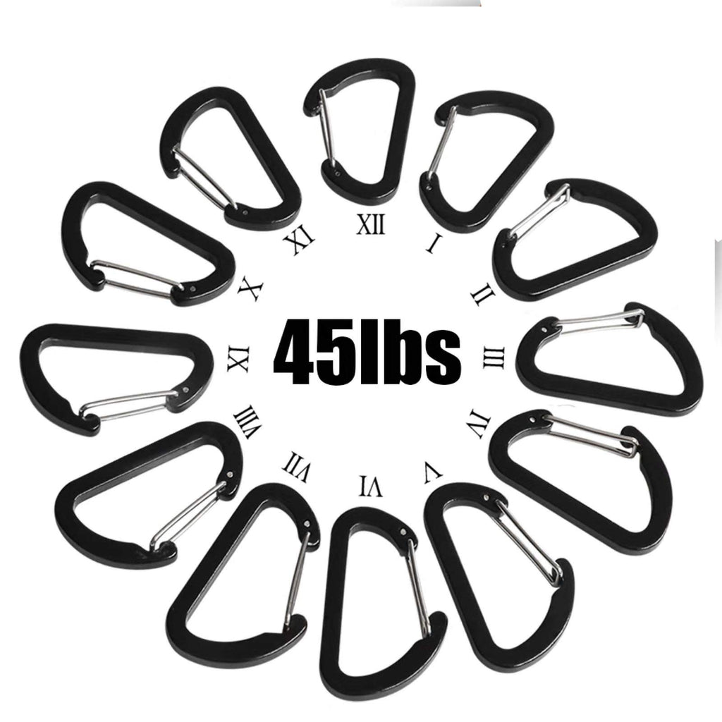 Abcool 12Pcs Keychain Clips Mini Small Carabiner - 1 5/8Inch Aluminum Durable Quick Release Auto Locking D-Shape Spring Loaded W