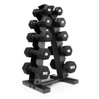 CAP Barbell 56 LB Set of Neoprene Dumbbells with Rack Black | 2, 3, 5, 8, 10 LB pairs