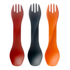 Humangear Gobites Uno 3-Pack | Travel & Camping Utensils | Portable & Convertible Dining Ware | Multi-Functional Spork | Red/Gra