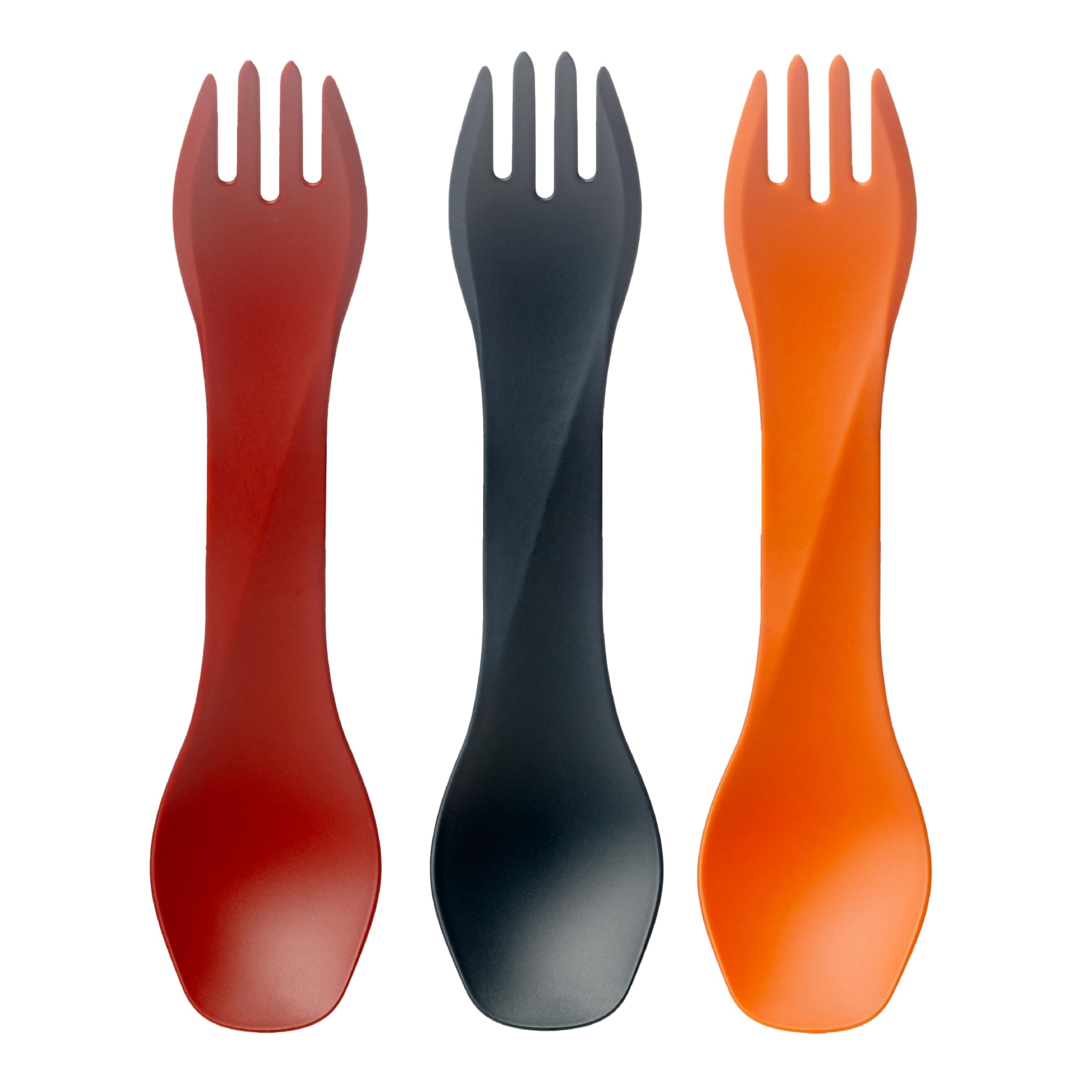 Humangear Gobites Uno 3-Pack | Travel & Camping Utensils | Portable & Convertible Dining Ware | Multi-Functional Spork | Red/Gra