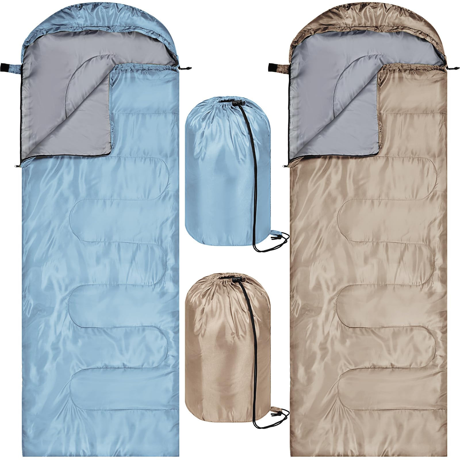 Tudomro 2 Pcs Camping Sleeping Bag For Adults, Lightweight Packable Waterproof Camping Gear Equipment To Keep Warm For Spring Su