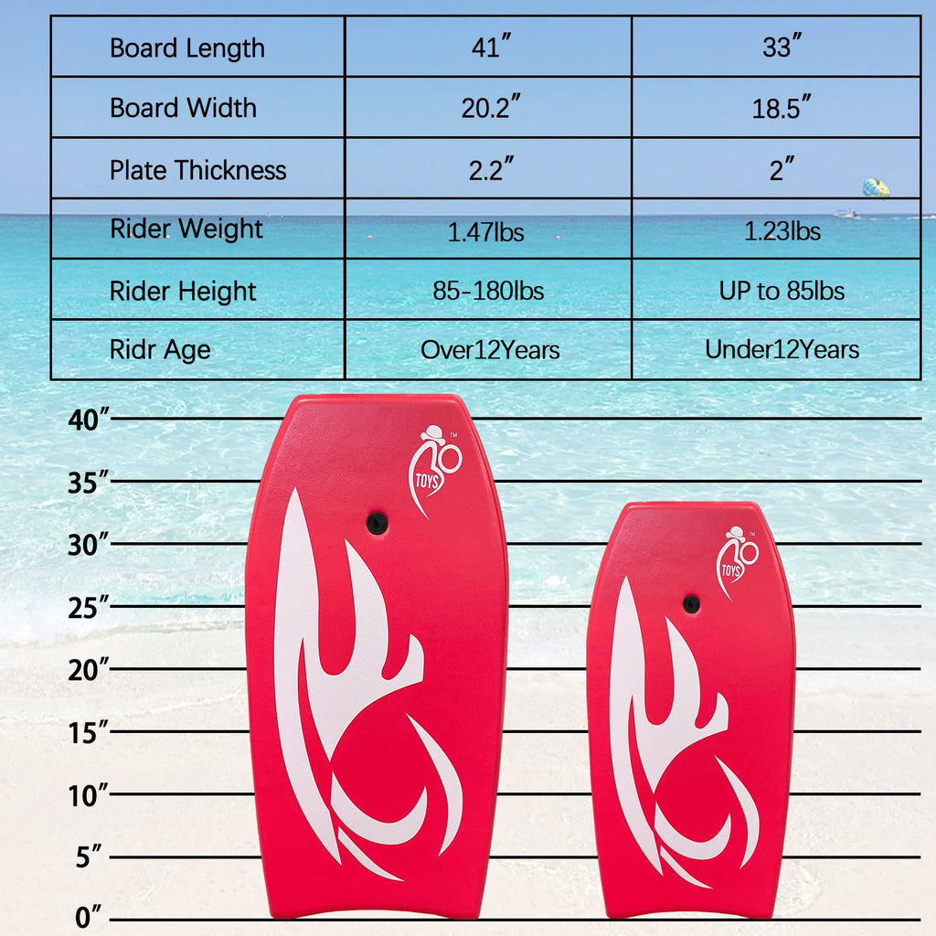 Bo-Toys Body Board Lightweight With Eps Core (Red, 33-Inch)