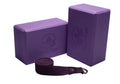 Clever Yoga Blocks 2 Pack With Strap - Extra Light Weight Sweat Repelling Foam Yoga Block Set With Cotton 8Ft Yoga Stretch Strap