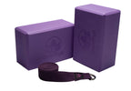 Clever Yoga Blocks 2 Pack With Strap - Extra Light Weight Sweat Repelling Foam Yoga Block Set With Cotton 8Ft Yoga Stretch Strap