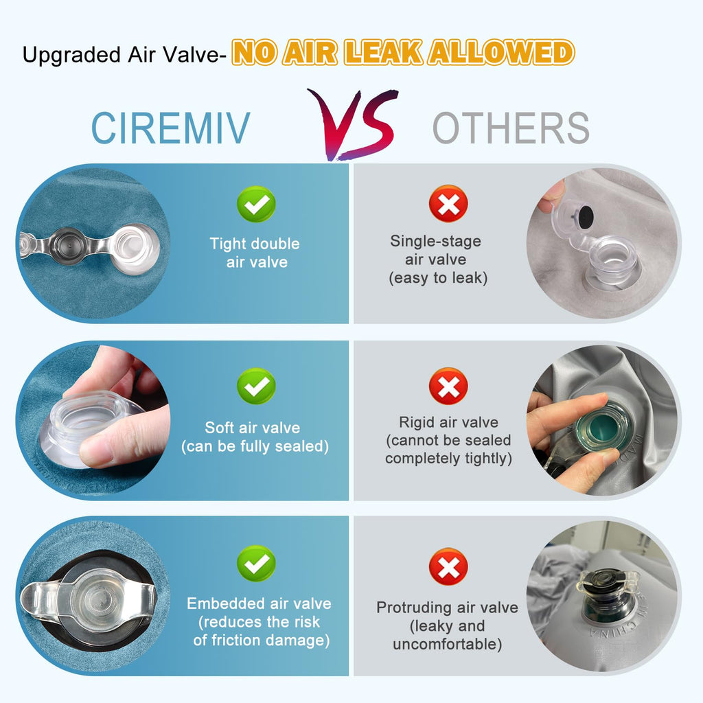 Ciremiv Double-Sided-Thick Flocked Suv Air Mattress Built-In Pillow With Pump Car Mattress | Leakproof Comfortable Durable Car A