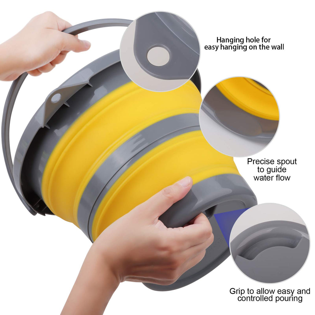 2 Pack Collapsible Plastic Bucket With 1.32 Gallon (5L) Each, Foldable Round Tub, Space Saving Outdoor Waterpot For Garden Or Ca