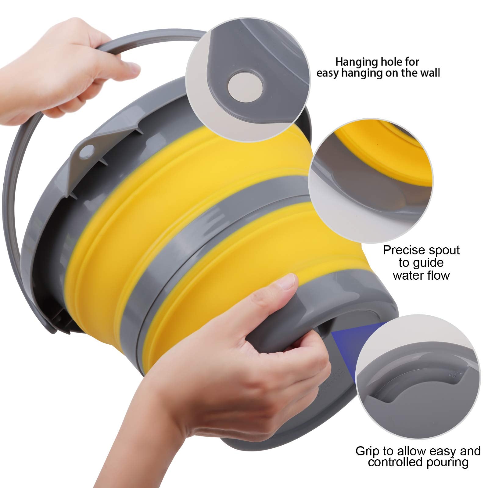 2 Pack Collapsible Plastic Bucket With 1.32 Gallon (5L) Each, Foldable Round Tub, Space Saving Outdoor Waterpot For Garden Or Ca