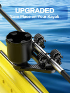 Doubleheader With Dual Kayak Paddle Holder, Kayak Paddle Holder With Two Security Tethers, Multi-Functional Dual Head Kayak Trac