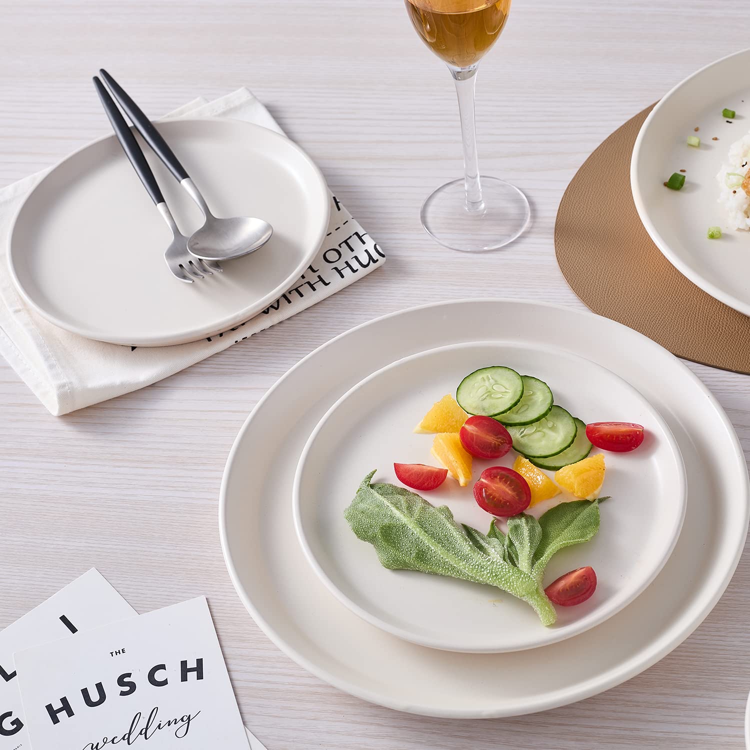Stone Lain Jules Stoneware 16-Piece Round Dinnerware Set, White