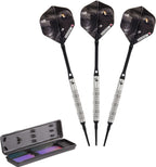 Elkadart Wizard 80% Tungsten Soft Tip Darts With Storage/Travel Case, Ringed, 18 Grams Silver