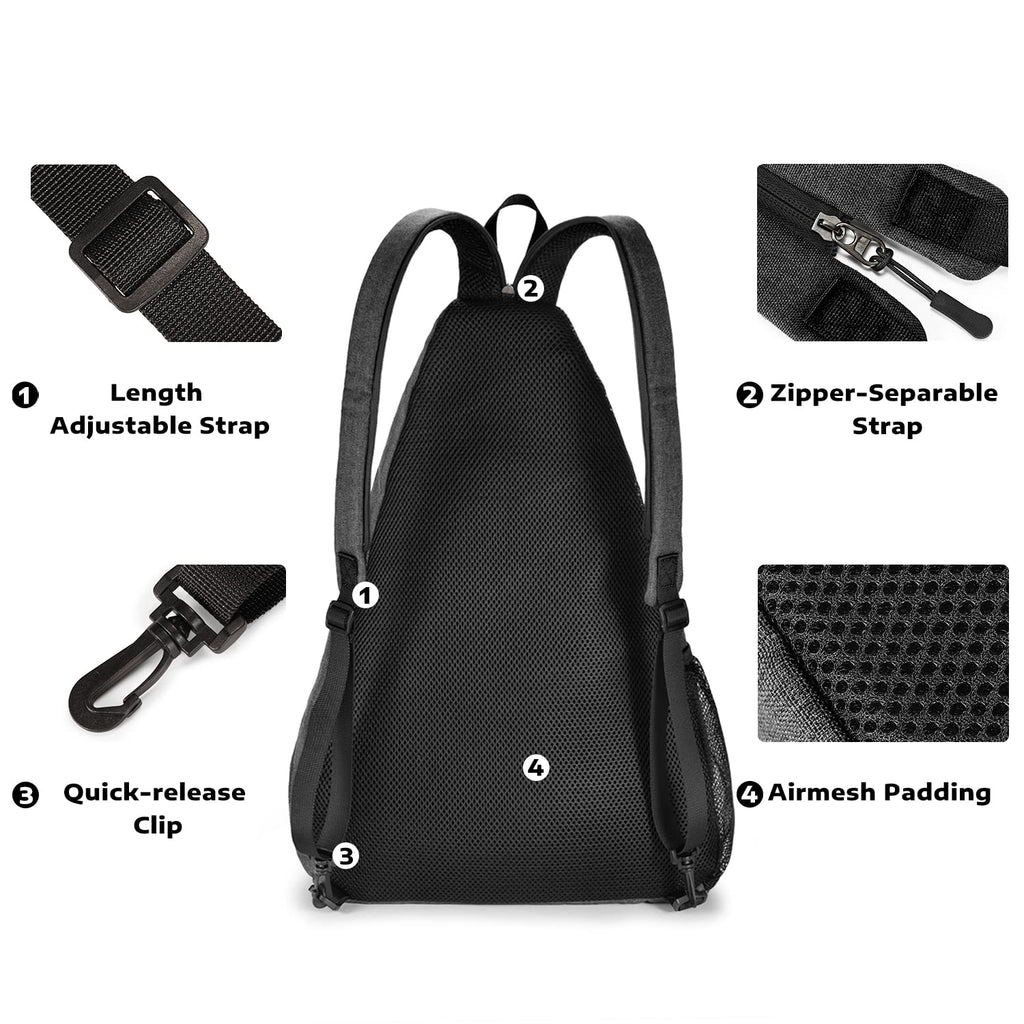 A11N Pickleball Bag, Reversible Crossbody Sling Bag/Backpack For Women Men, Black