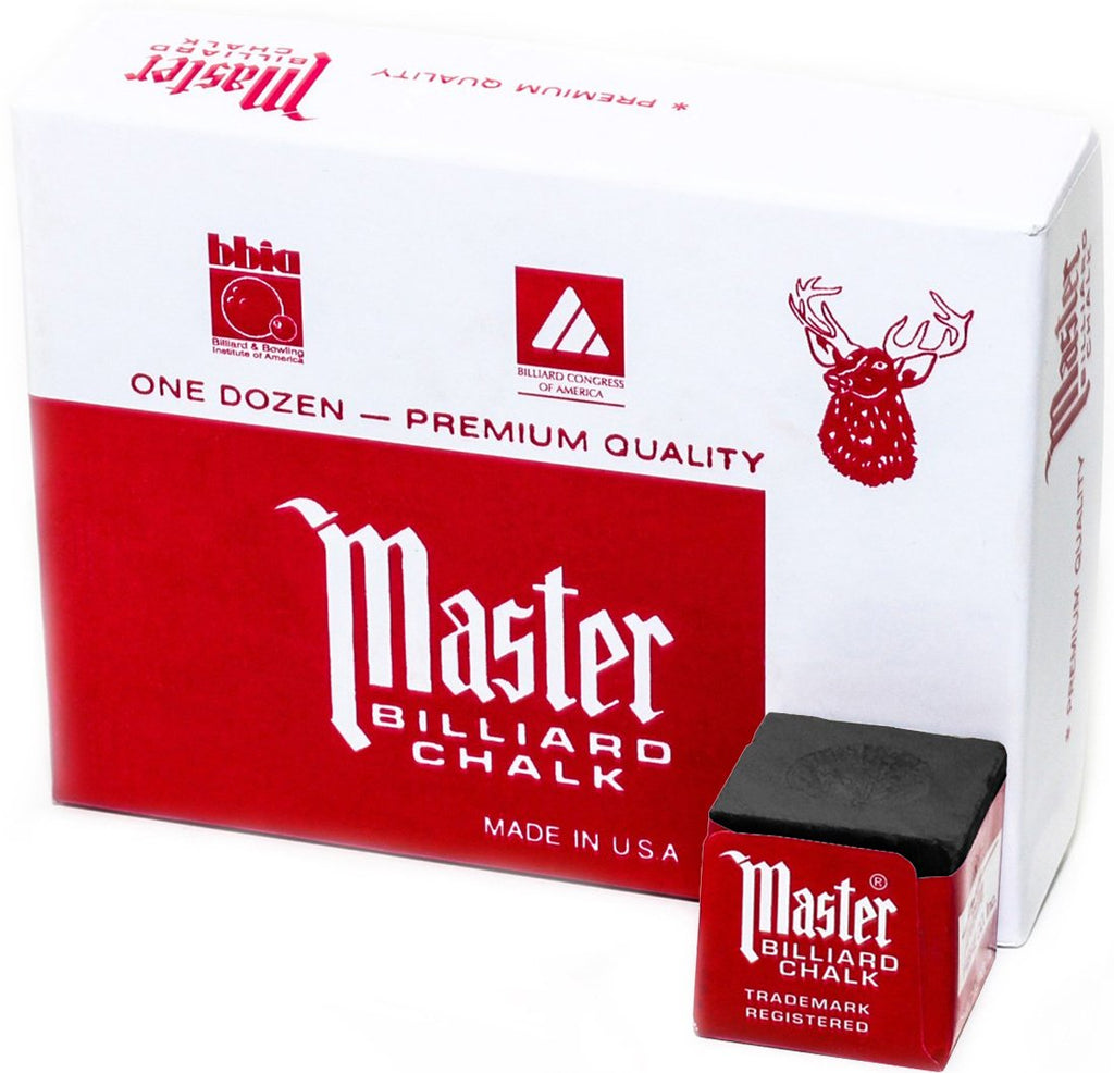 Master Billiard Pool Chalk, Pack Of 12 Cubes, Rust, With Protective Box - Professional Billiards Chalk For Smooth, Even Coating 