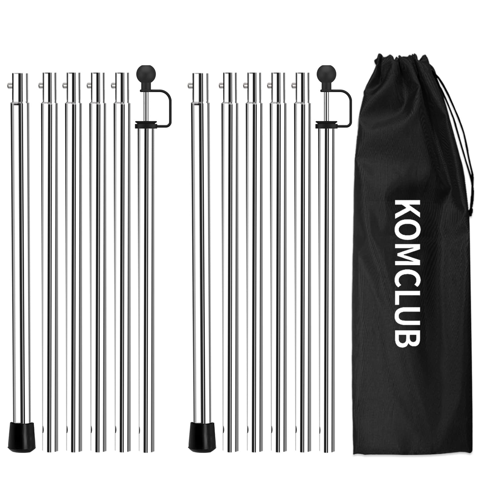 Komclub Telescoping Tent Poles Tarp Poles Adjustable 94.5'' Camping Poles Lightweight Tent Poles Stainless Steel Rods For Campin