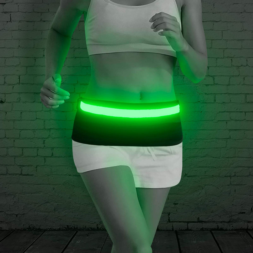 Bseen Led Running Waist Belt - Usb Rechargeable Reflective Glowing Led Waistband For Runners, Joggers, Walkers, Pet Owners, Cycl
