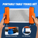 Adjustable Retractable Ping Pong Net  Post Portable Table Tennis Net  Clamps Replacement Ping Pong Net For Any Tables (Orange)