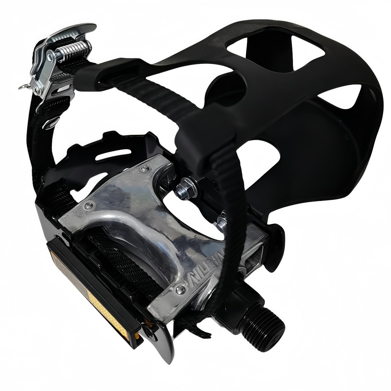 Ybeki Bike Pedals With Toe Clip And Straps, For Exercise Bike, Spin Bike And Outdoor Bicycles, 9/16-Inch Spindle Resin/Alloy Bic