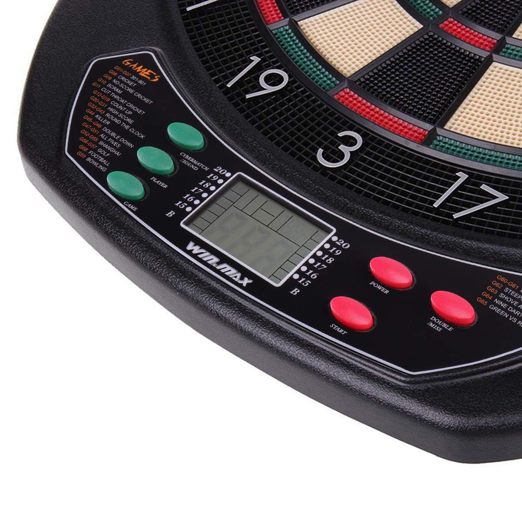 Win.Max Electronic Dart Board Soft Tip Dartboard Set Lcd Display With 12 Darts 100 Tips Power Adapter