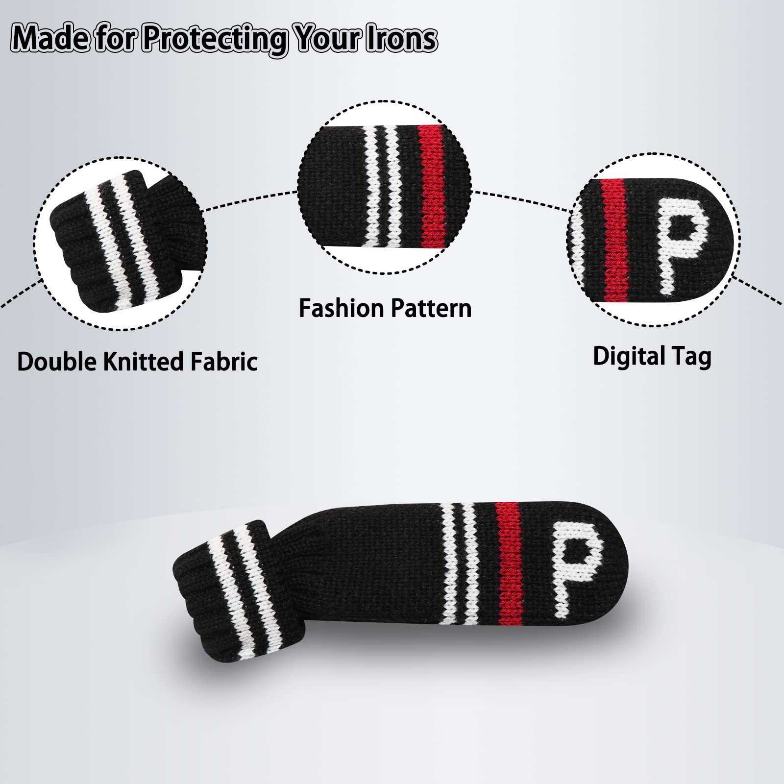 Lefeng 10Pcs Knitted Golf Iron Head Covers 3-9/A/P/S Set - Lightweight And Durable Material - Fit Well For Callaway Ping Taylorm