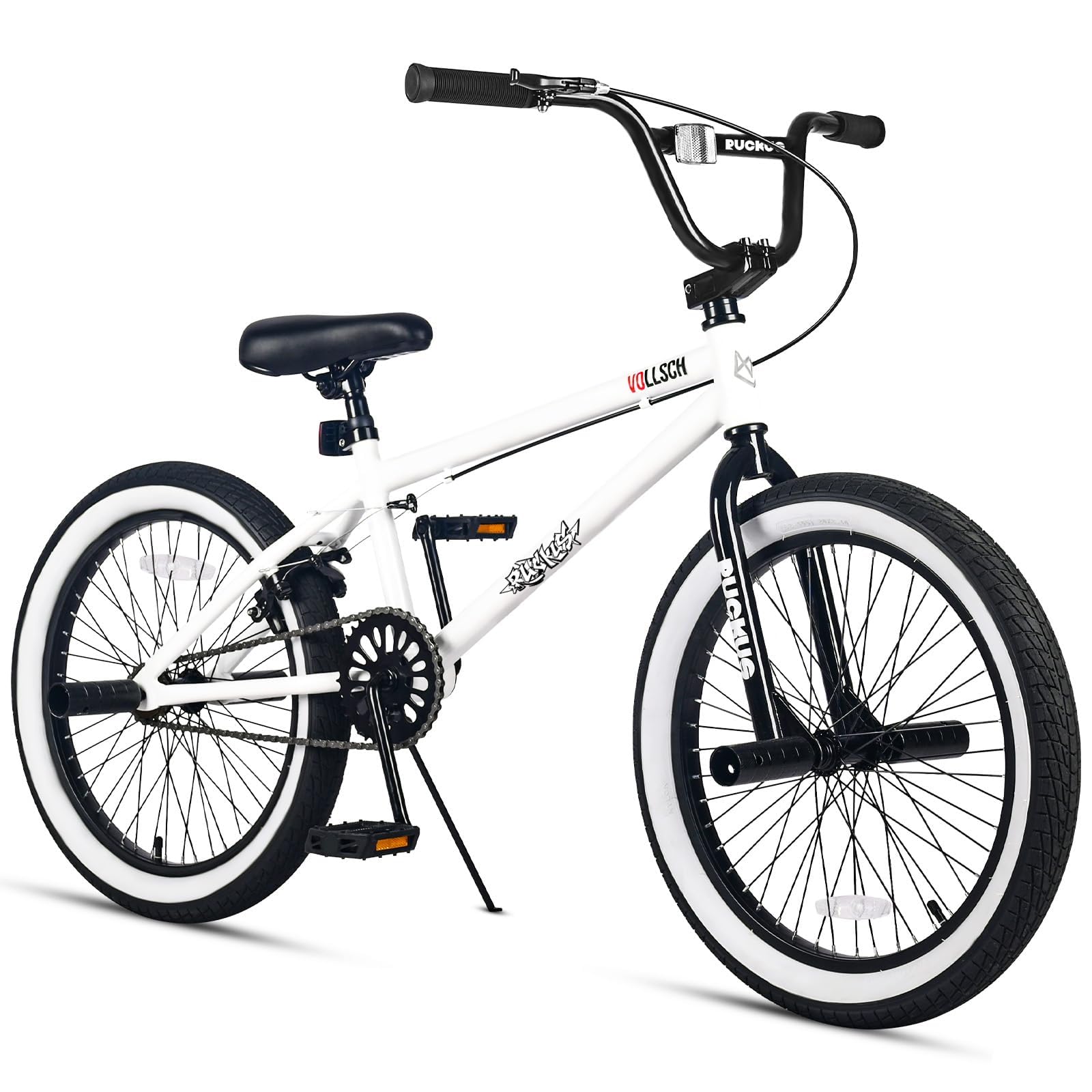 vollsch Freestyle BMX Bikes 20 Inch Kids Bicycle for 8-15 Years Old Teens, Boys, Girls, Beginner-Lever Riders, White