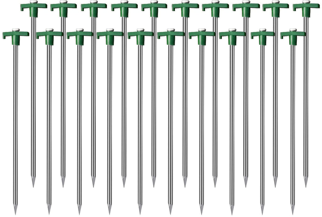 Cheardia 20 Pack Tent Stakes Heavy Duty, 10.25 Inch Yard Stakes Non-Rust Metal Tent Pegs Ground Stakes Tent Spikes For Camping P