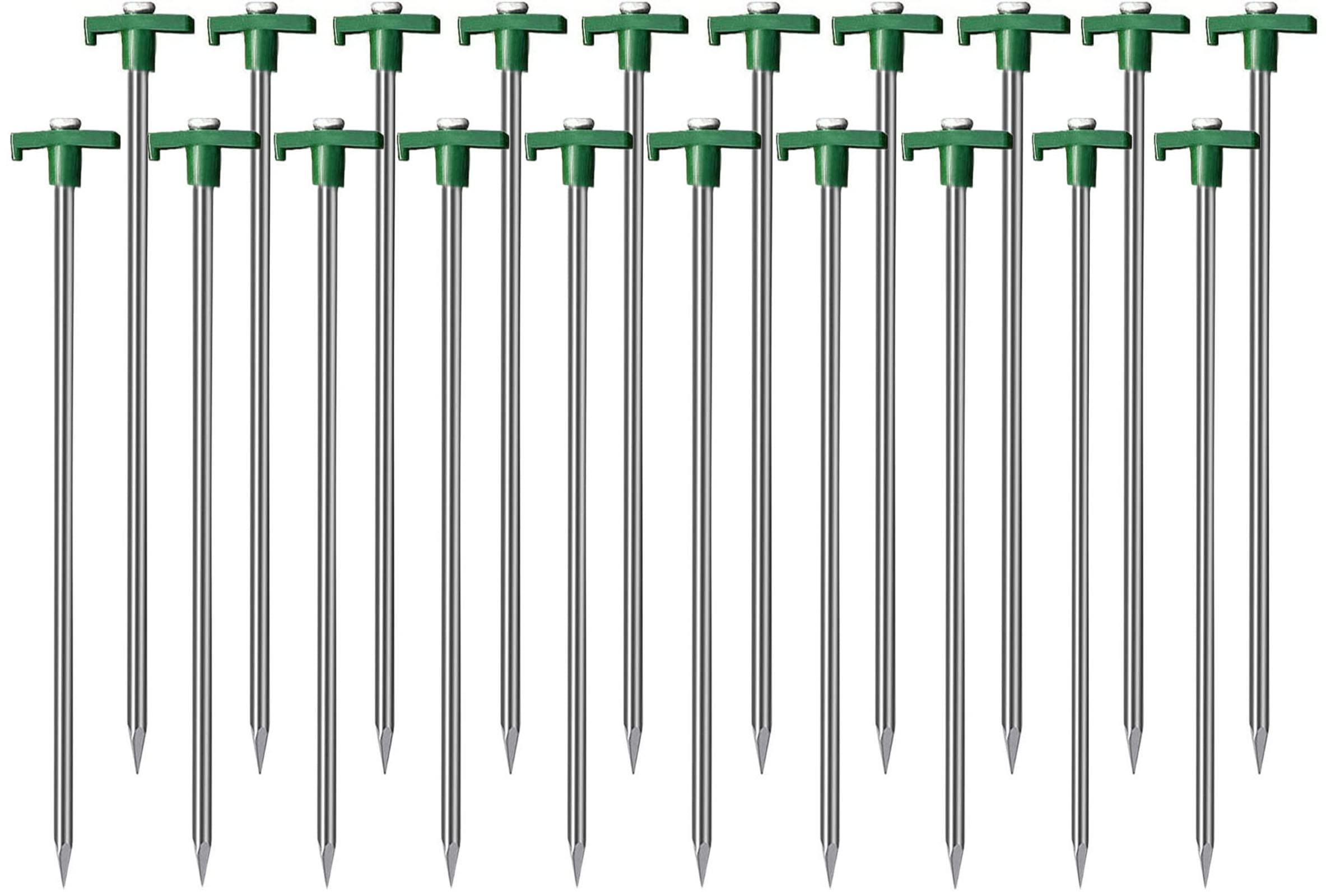 Cheardia 20 Pack Tent Stakes Heavy Duty, 10.25 Inch Yard Stakes Non-Rust Metal Tent Pegs Ground Stakes Tent Spikes For Camping P