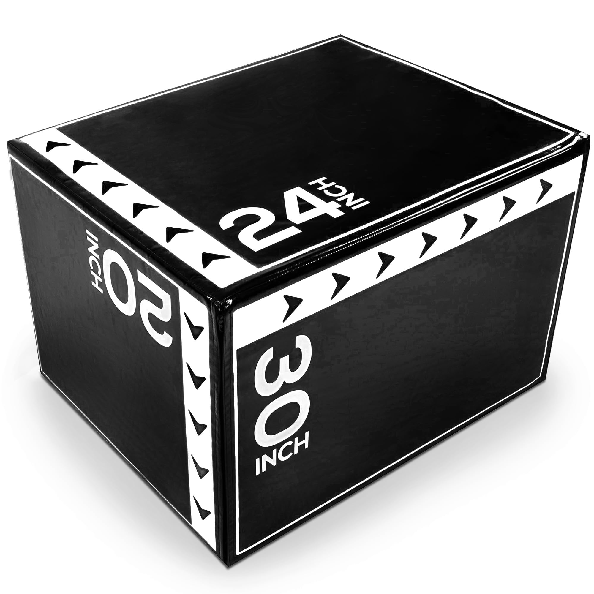 Balancefrom 3 In 1 20 Inch 24 Inch 30 Inch Foam Plyometric Box Jumping Exercise Jumping Trainer, Black & White, 16-Pound