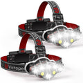 Victoper Rechargeable Headlamp 2 Pack, 8 LED 18000 High Lumen Bright Head Lamp with Red Light, Lightweight USB Head Light, 8 Mod