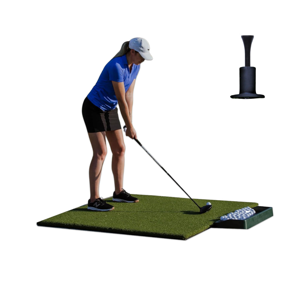 Original Country Club Elite By Real Feel Golf Mat 5X5 Ft, Thick Outdoor & Indoor Turf Practice Mat With Real & Rubber Tee Compat