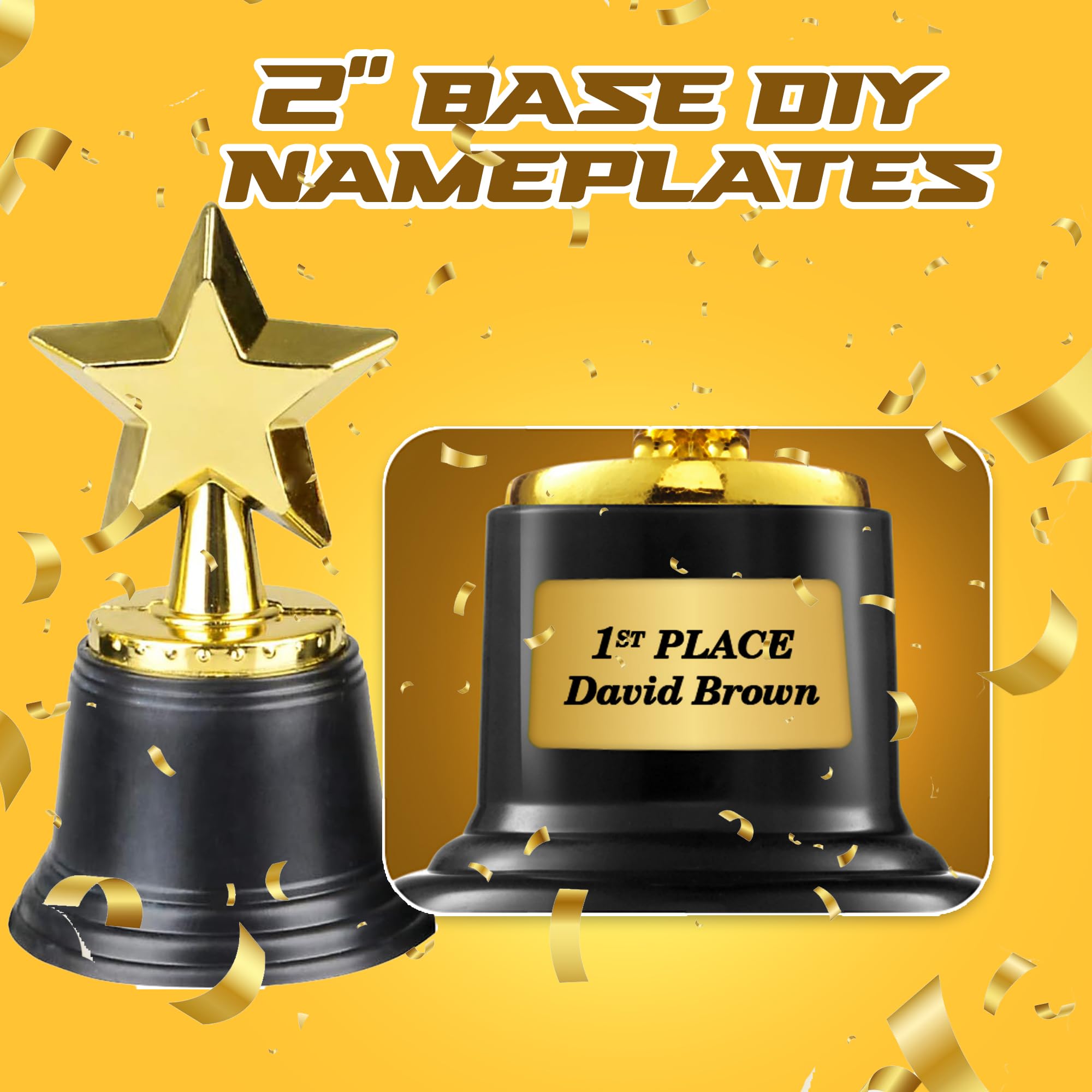 Star Trophy Awards - Pack Of 12 Bulk - 4.5 Inch, Gold Award Trophies For Kids Party Favors, Props, Rewards, Winning Prizes, Comp