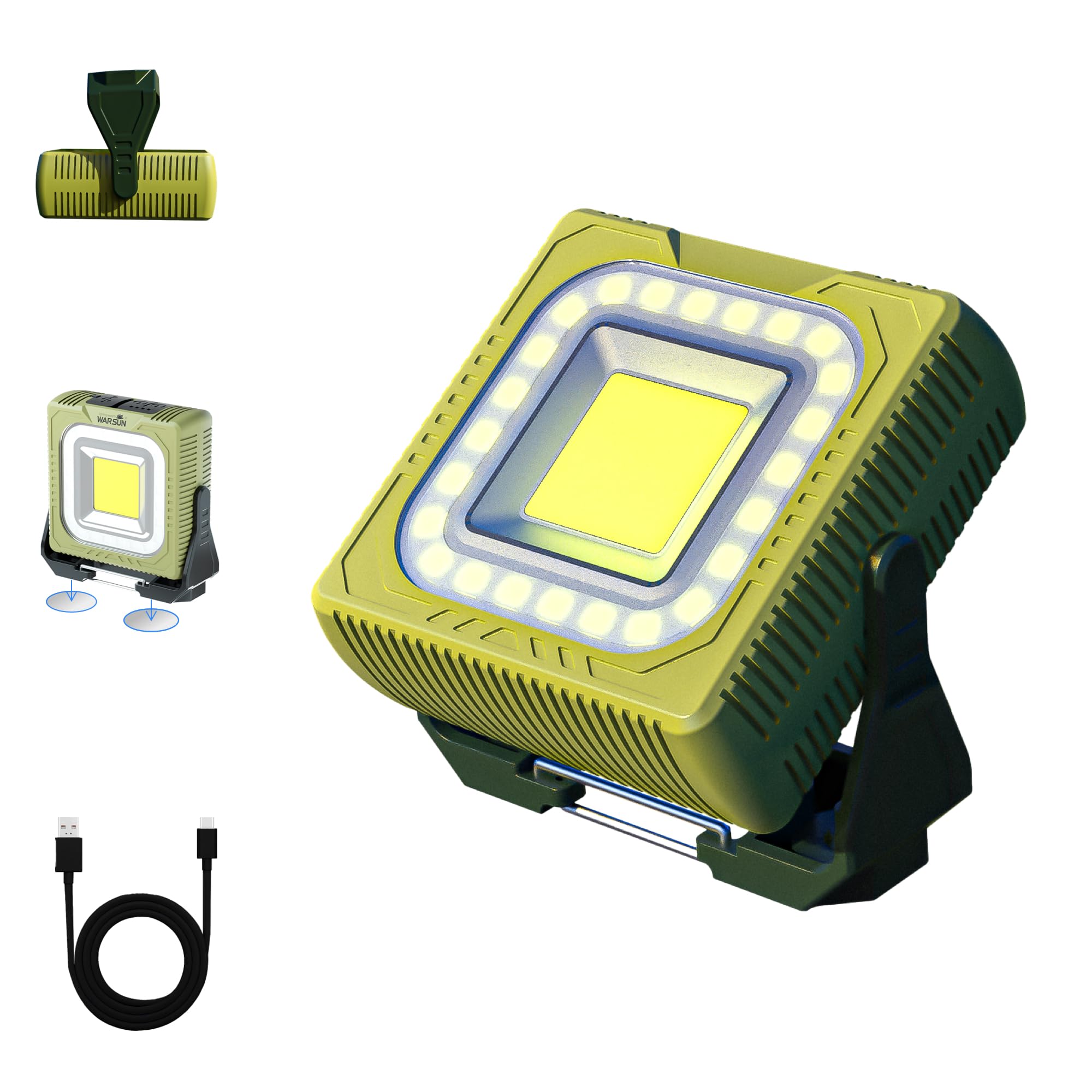 WARSUN Camping Light,Lightweight LED Camping Light,Long Lasting,Multi Lighting,Rechargeable Type C,Magnetic,Hanging,Outdoor,Hiki