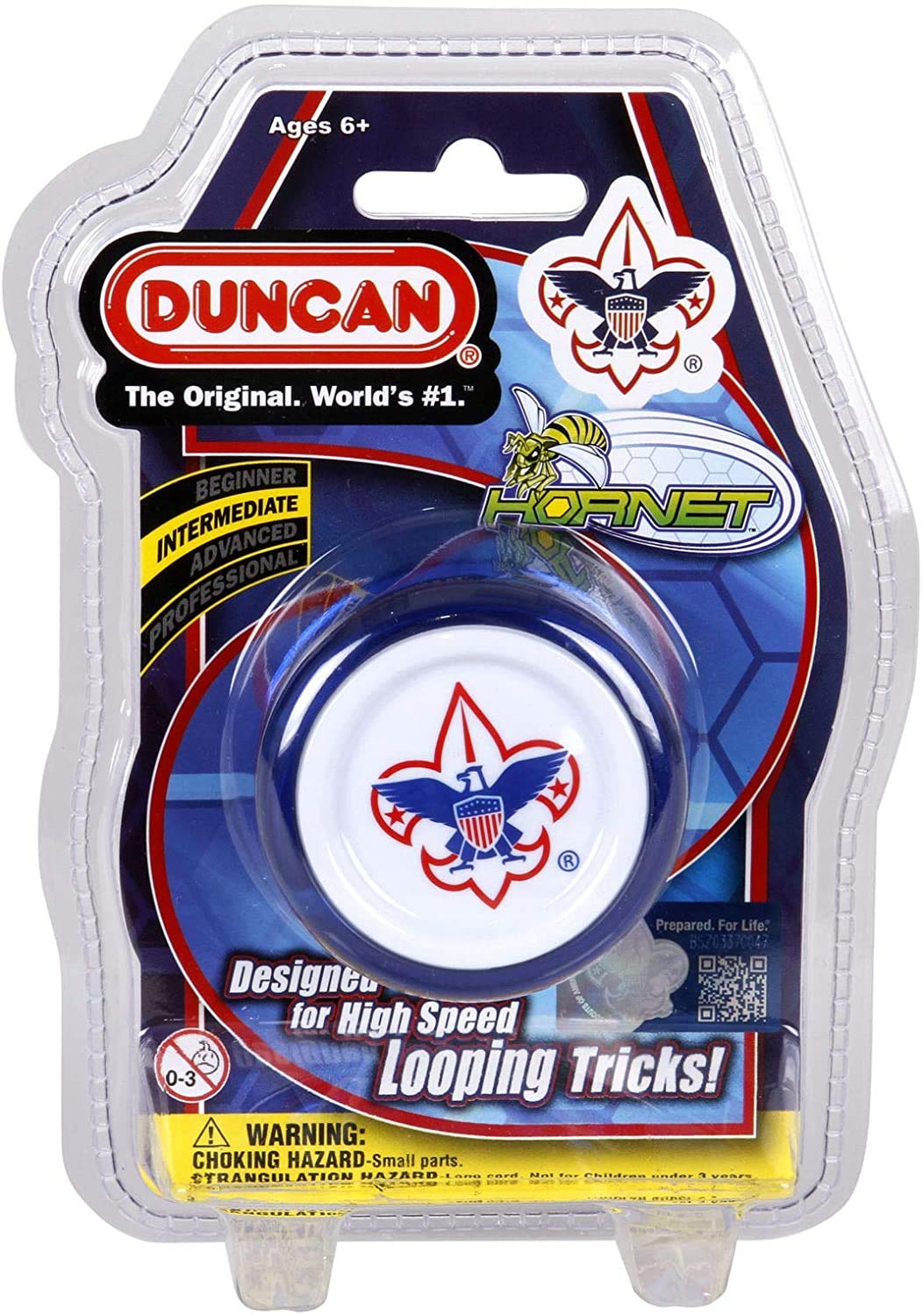 Duncan Toys Hornet Pro Looping Yo-Yo With String, Ball Bearing Axle And Plastic Body, Blue With White Cap