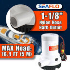 Seaflo Non Automatic Bilge Pumps For Boats 2000 Gph 12V Boat Marine Plumbing Electric