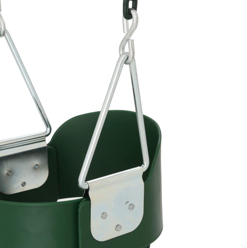 Gorilla Playsets 04-0008-G/G Full Bucket Toddler Swing, Bucket, Green 60'' Plastic Coated Chains, 50 Lb Capacity