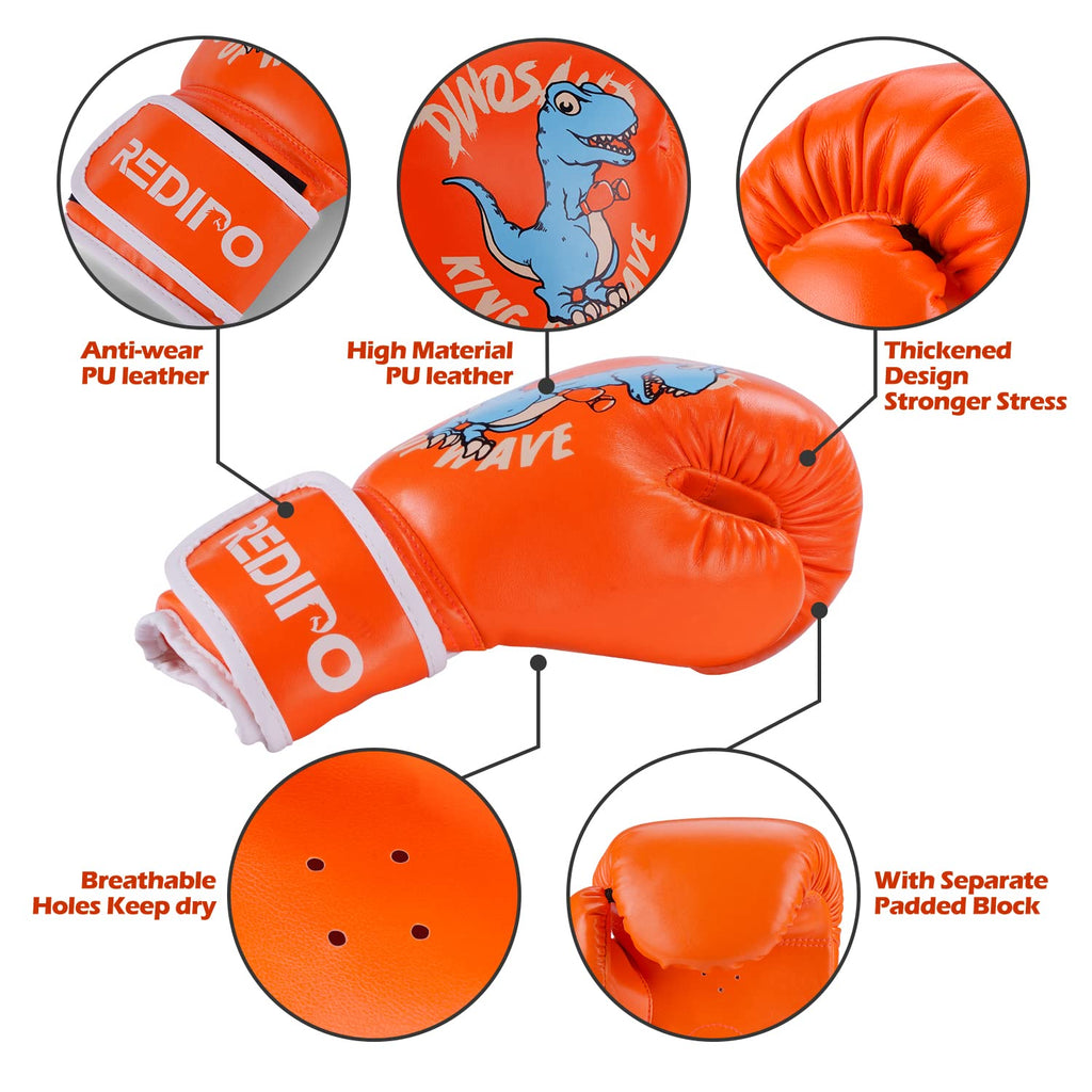 Redipo Kids Boxing Gloves For Boys And Girls, Youth Boxing Training Gloves For Kids 3-15, 4&6Oz Punching Bag Kickboxing Thai Mit