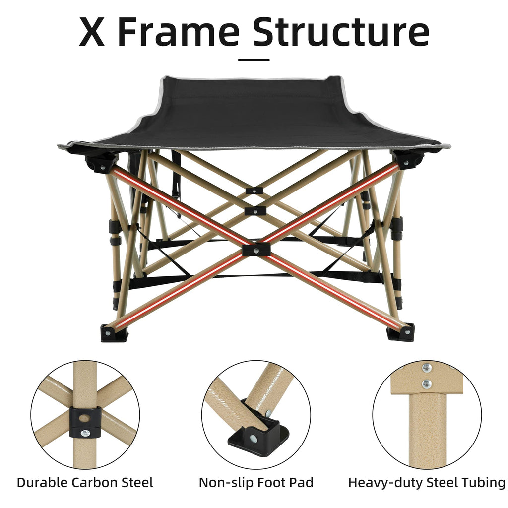 Fragess Portable Camping Cot, 600Lbs Max Load, Extra Wide With Thick Mattress, Folding Cot For Outdoor Camping/Office, Home Nap