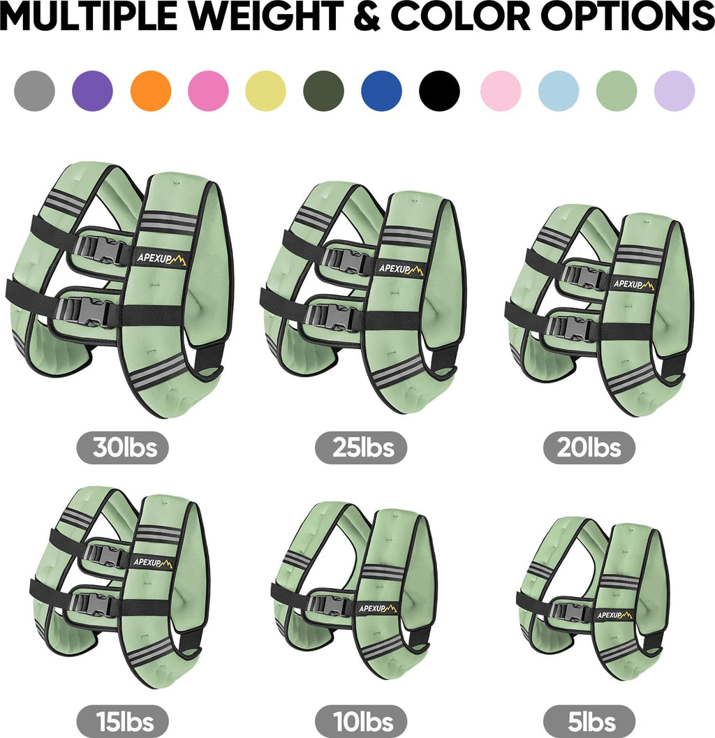 APEXUP 10lbs Weighted Vest Men Women, Weight Vest for Women Workout Equipment for Strength Training Running (Mint)