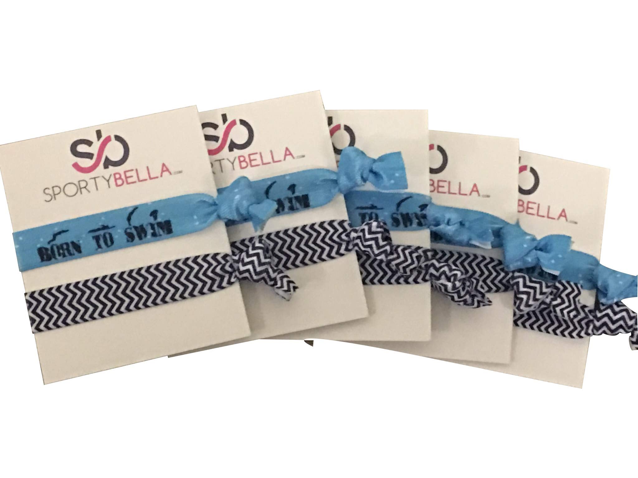 Swimming Hair Ties Sets- Girls Swimming Accessories- Swim Gifts For Swimmers, 5pc Set Swim Hair Elastics, Party Favors, Swim Tea
