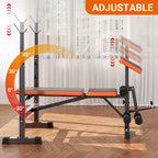 Multi-Function 6 In 1 Weight Bench Set - Leg Press, Preacher Curl Rack, Adjustable Workout Bench & Squat Rack For Full Body Exer