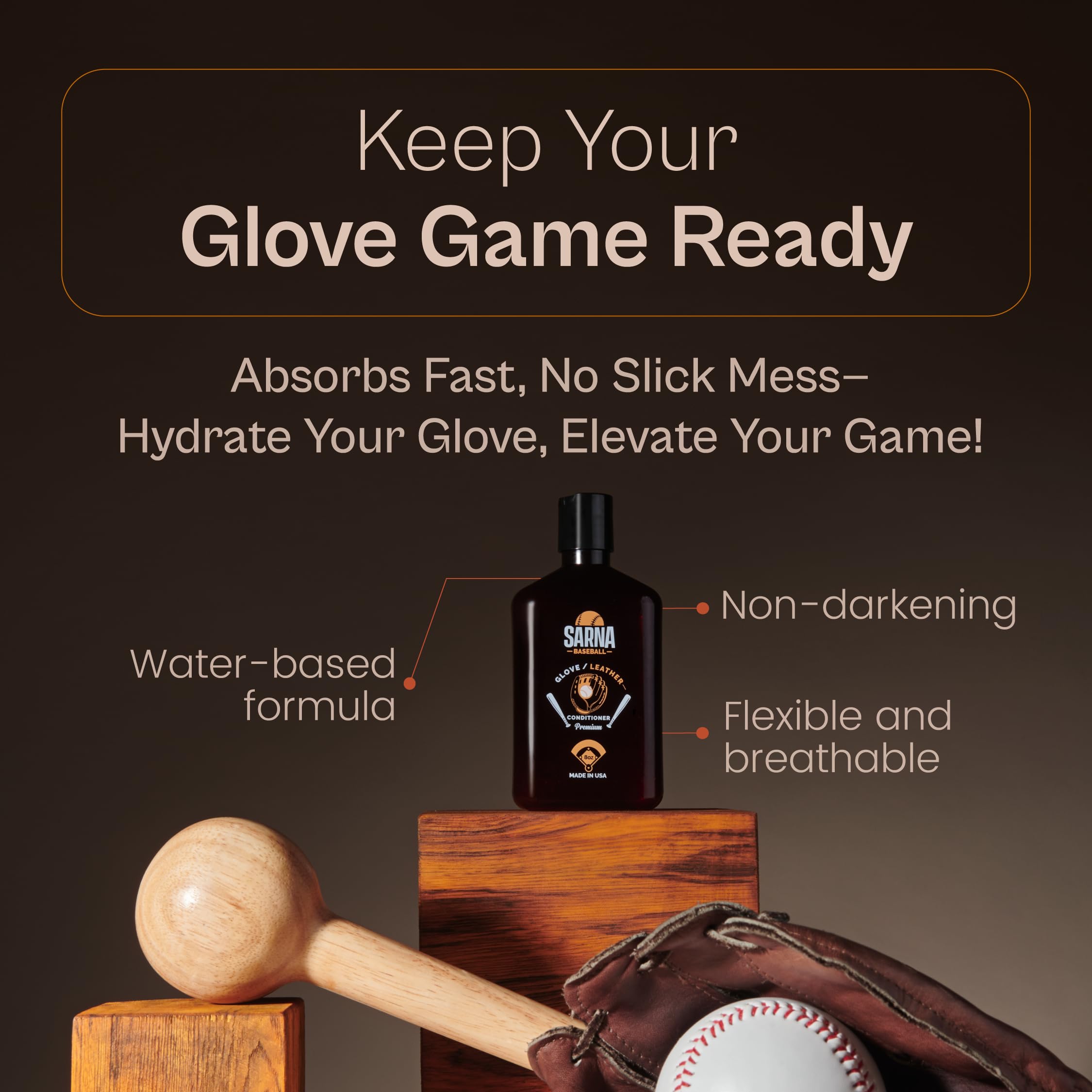 Sarna Baseball Glove Leather Conditioner - Use On Baseball Gloves, Softball Gloves, Baseball Accessories, Catchers Mitts, Hot Sp