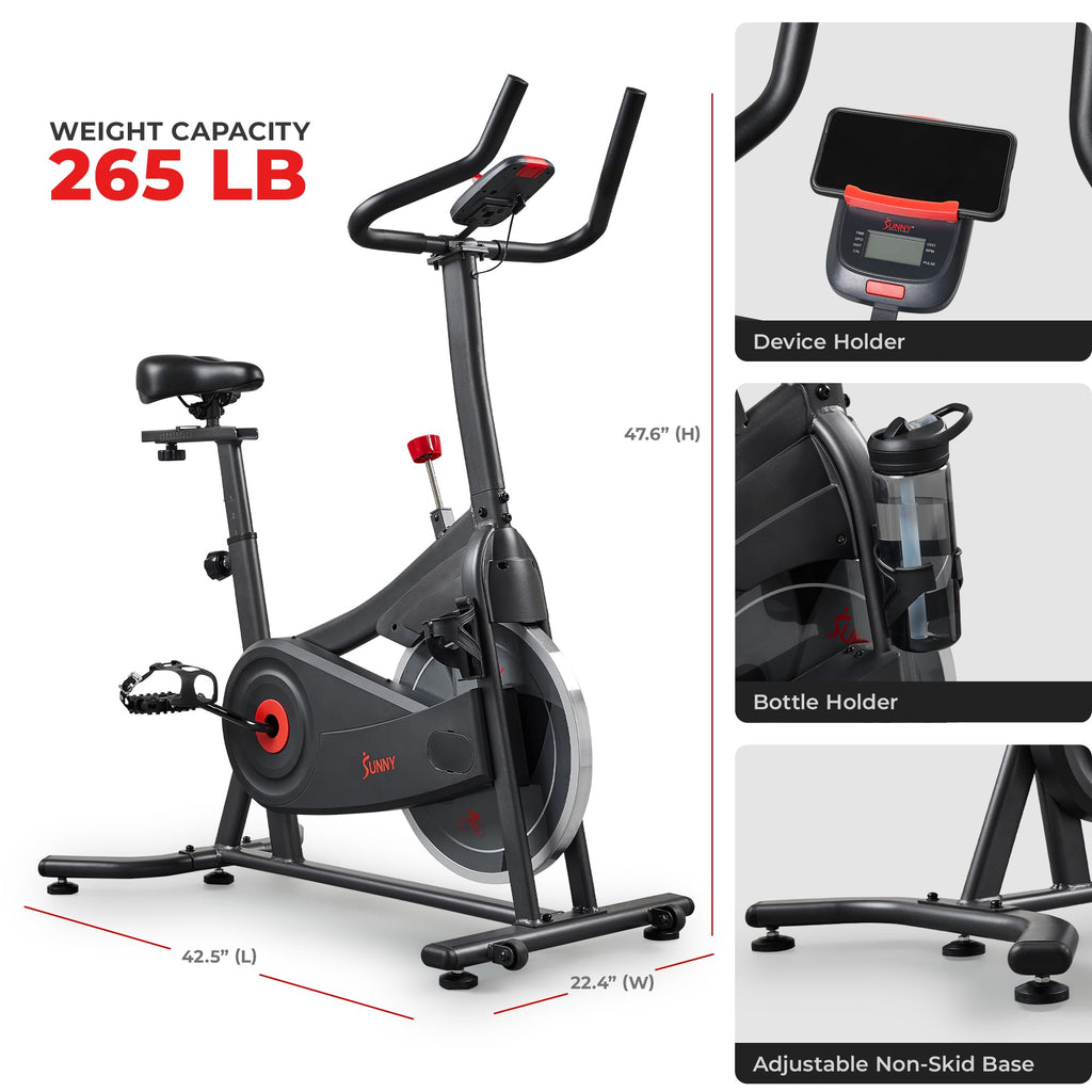 Sunny Health & Fitness ACTIVE Smart Cycling Exercise Bike, Magnetic Resistance Plus 4-Way Adjustable Cushion Seat, Home Stationa