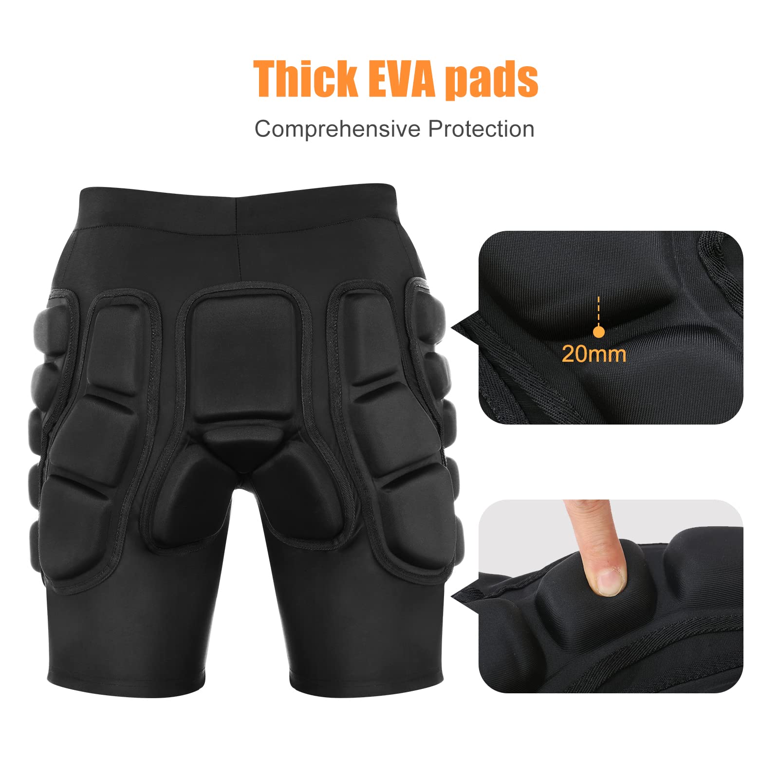 Relaxyee Protective Padded Shorts, 3D Protection Short Pants Hip Padded Compression Shorts Impact Shorts Hip Protective Gear For